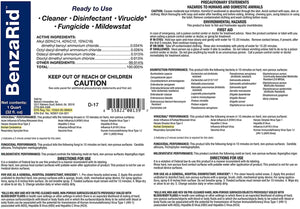 BenzaRid Disinfectant - Virucide - Fungicide - Cleaner | 4-Gallon Case